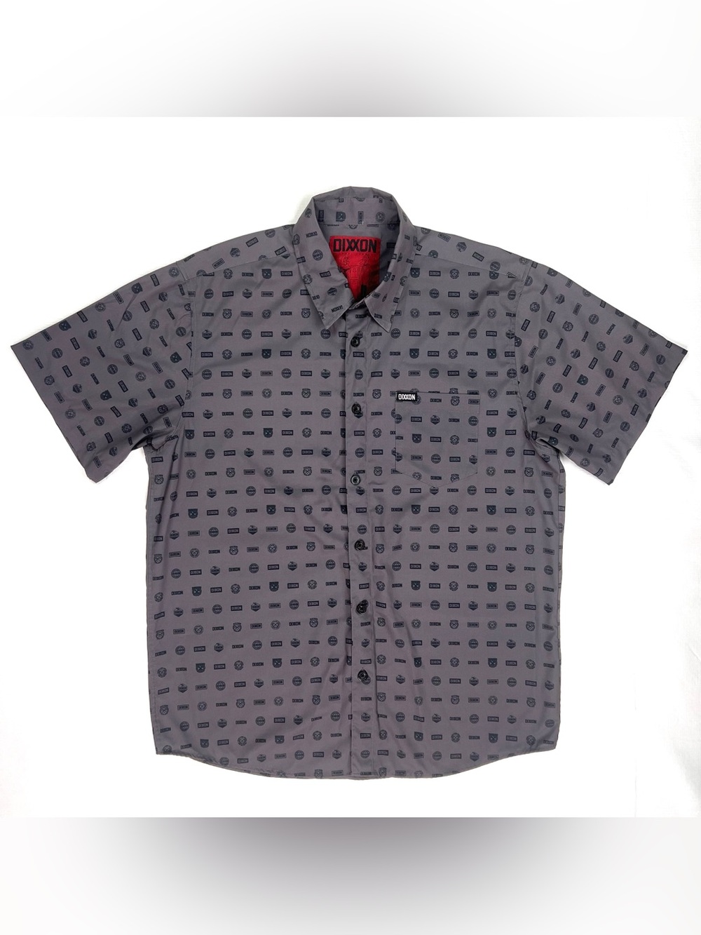 DIXXON The Executive Shirt Black/Grey Short Sleeve Button Up Men’s Large